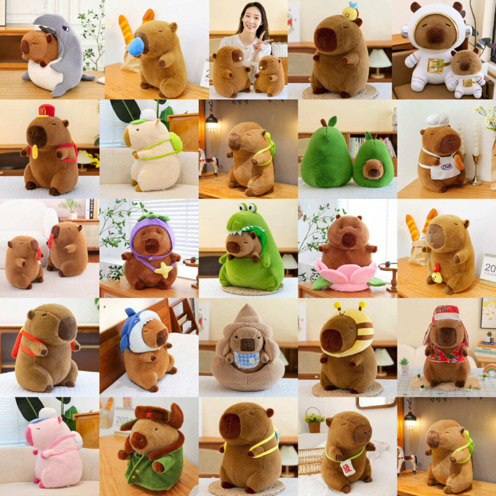 Trendy Capybara stuffed animal plush toy, popular item for gift shops and creators sourced by Weipan Studio.